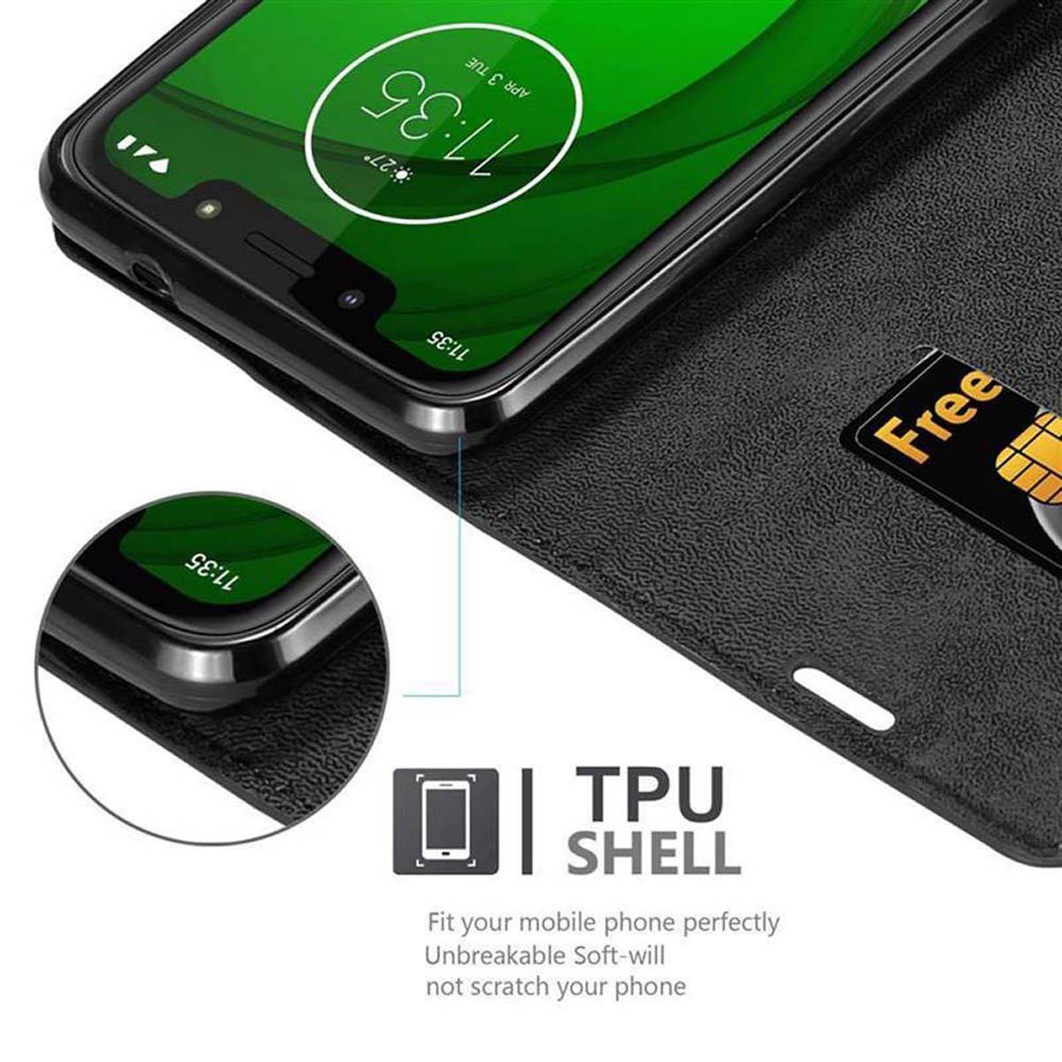 Cadorabo Hülle für Motorola MOTO G7 PLAY Schutz Hülle in Schwarz Handyhülle Etui Case Cover Magnetverschluss