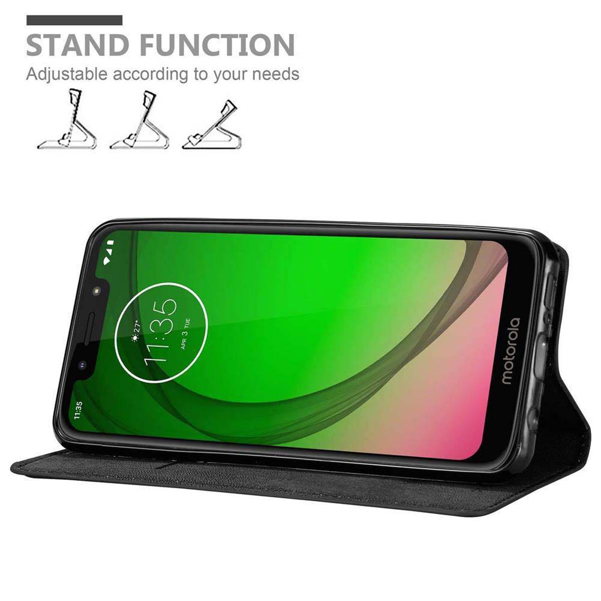 Cadorabo Hülle für Motorola MOTO G7 PLAY Schutz Hülle in Schwarz Handyhülle Etui Case Cover Magnetverschluss