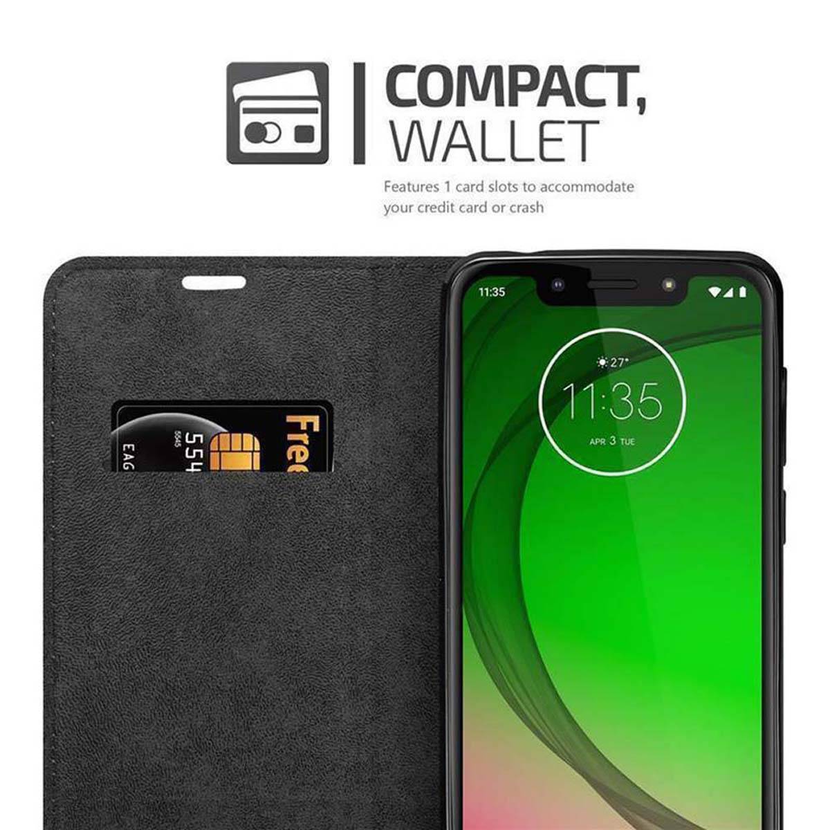 Cadorabo Hülle für Motorola MOTO G7 PLAY Schutz Hülle in Schwarz Handyhülle Etui Case Cover Magnetverschluss