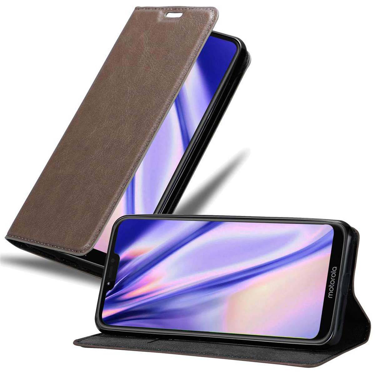 Cadorabo Hülle für Motorola MOTO G7 POWER Schutz Hülle in Braun Handyhülle Etui Case Cover Magnetverschluss