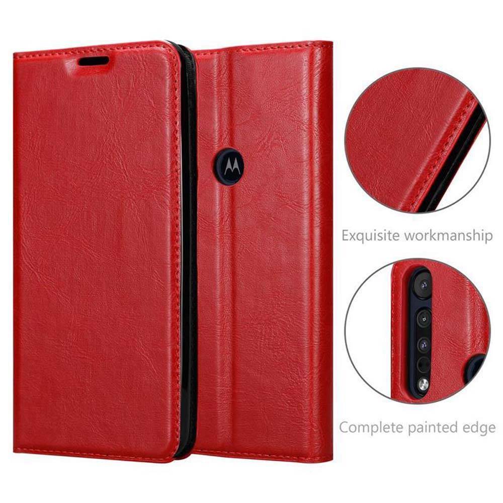 Cadorabo Hülle für Motorola ONE MACRO Schutz Hülle in Rot Handyhülle Etui Case Cover Magnetverschluss