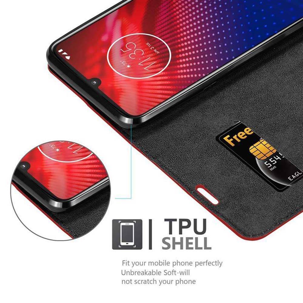 Cadorabo Hülle für Motorola MOTO Z4 Schutz Hülle in Rot Handyhülle Etui Case Cover Magnetverschluss