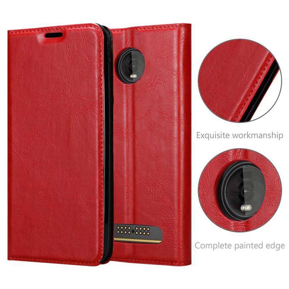 Cadorabo Hülle für Motorola MOTO Z4 Schutz Hülle in Rot Handyhülle Etui Case Cover Magnetverschluss