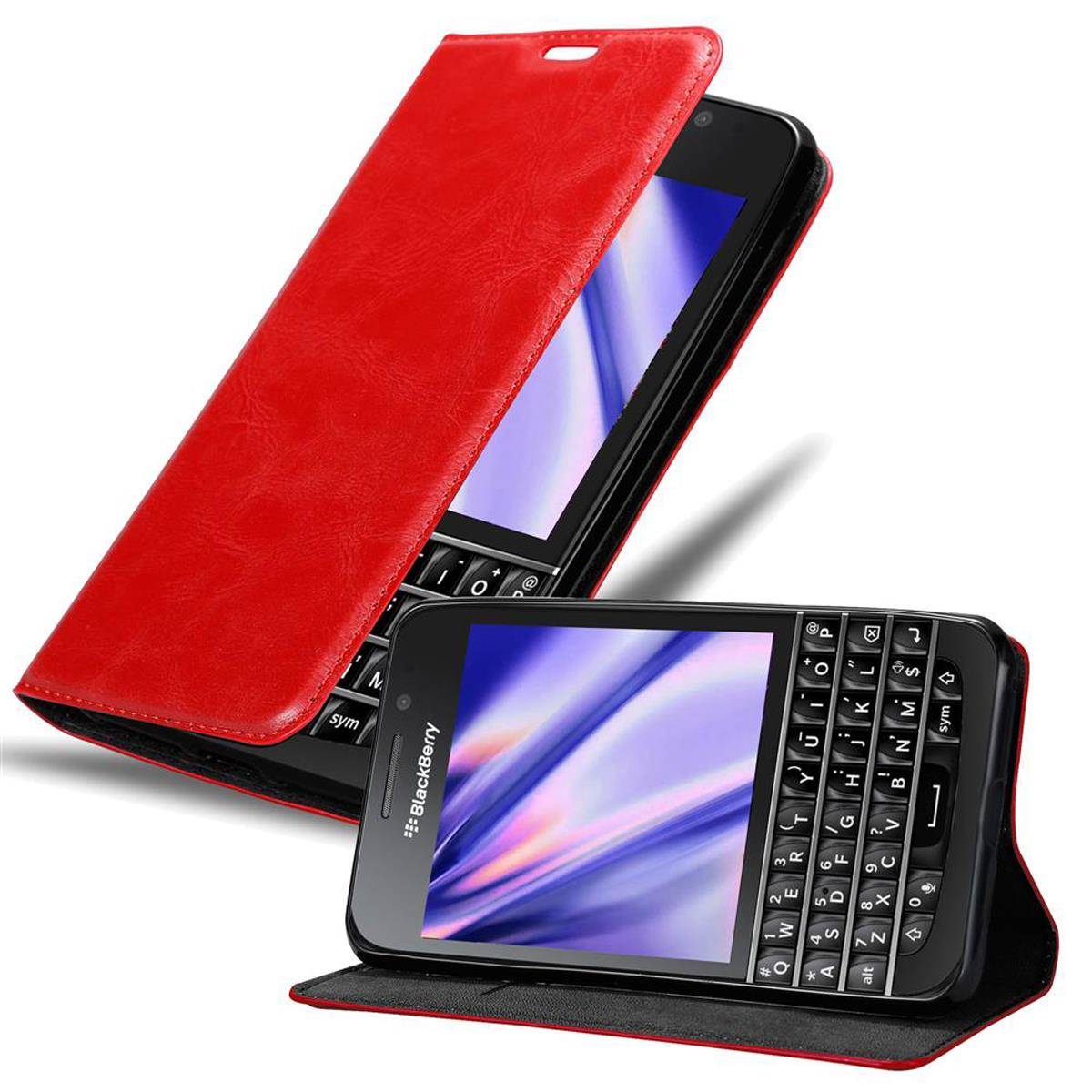 Cadorabo Hülle für Blackberry Q10 Schutz Hülle in Rot Handyhülle Etui Case Cover Magnetverschluss