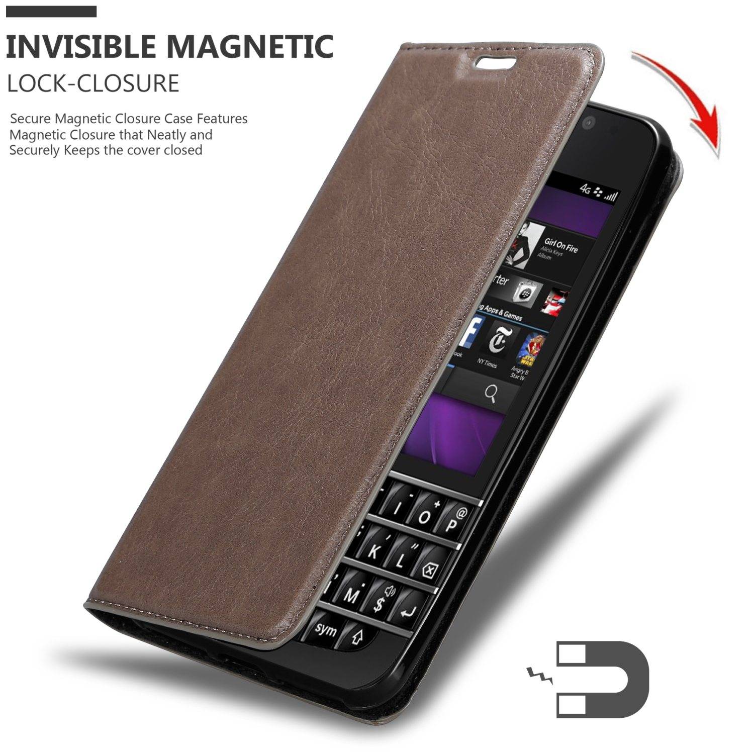 Cadorabo Hülle für Blackberry Q10 Schutz Hülle in Braun Handyhülle Etui Case Cover Magnetverschluss