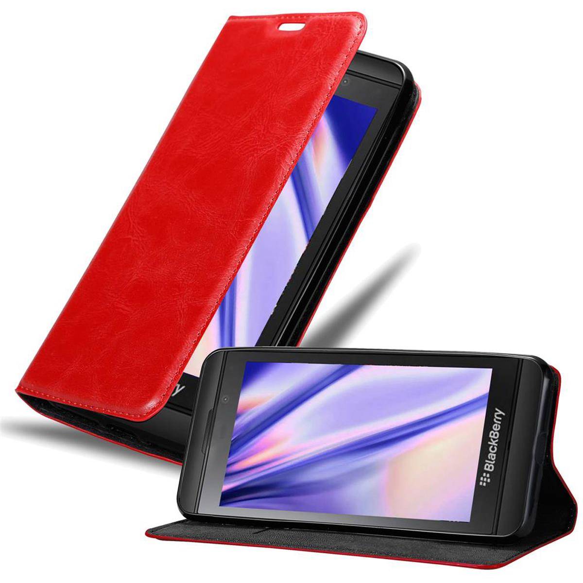 Cadorabo Hülle für Blackberry Z10 Schutz Hülle in Rot Handyhülle Etui Case Cover Magnetverschluss