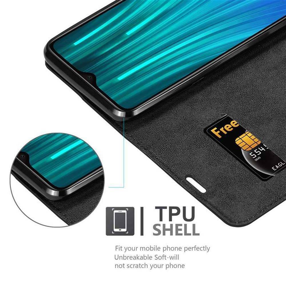 Cadorabo Hülle für Xiaomi RedMi NOTE 8 PRO Schutz Hülle in Schwarz Handyhülle Etui Case Cover Magnetverschluss