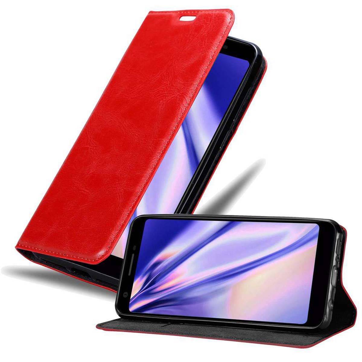Cadorabo Hülle für Google PIXEL 3A Schutz Hülle in Rot Handyhülle Etui Case Cover Magnetverschluss