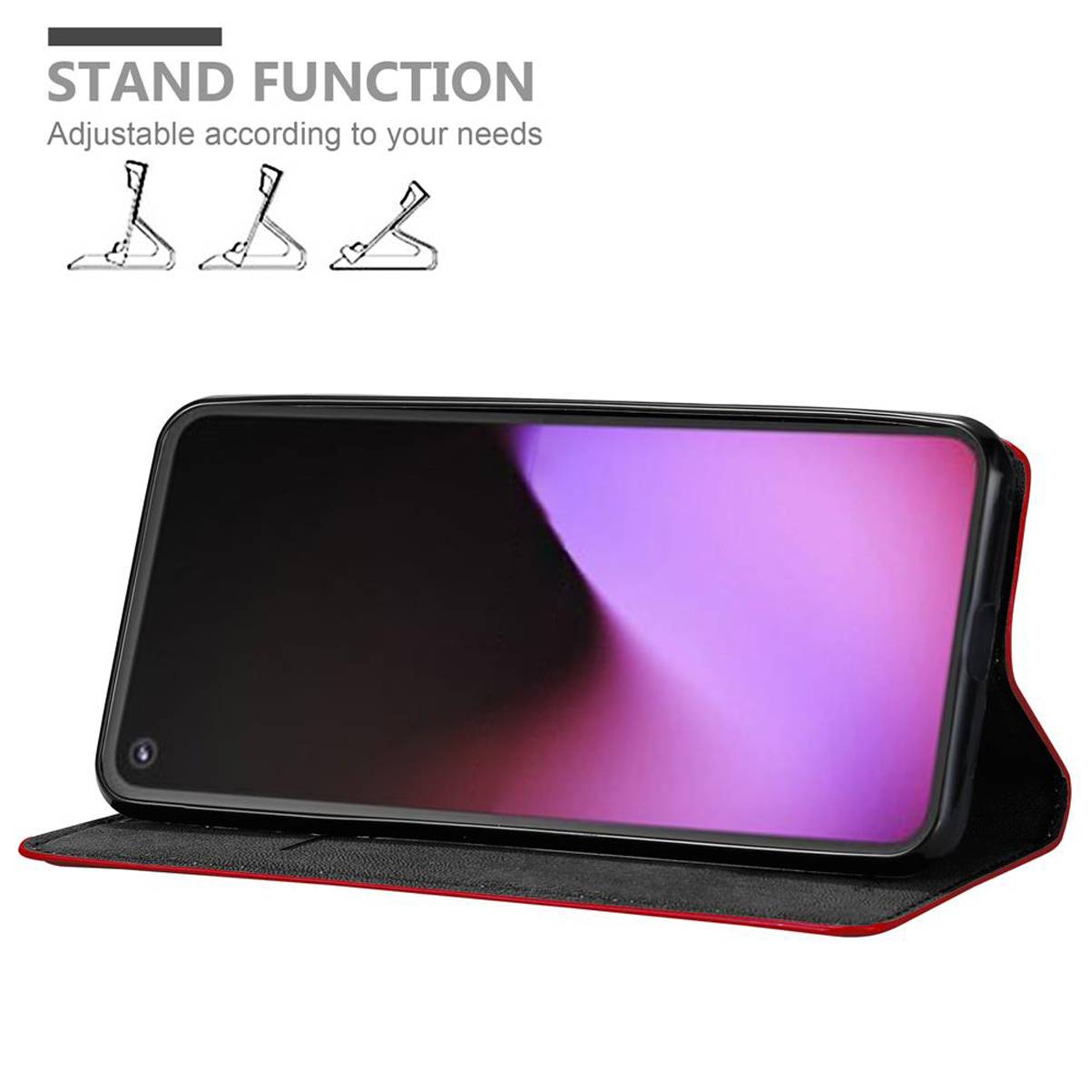 Cadorabo Hülle für Google PIXEL 5 Schutz Hülle in Rot Handyhülle Etui Case Cover Magnetverschluss