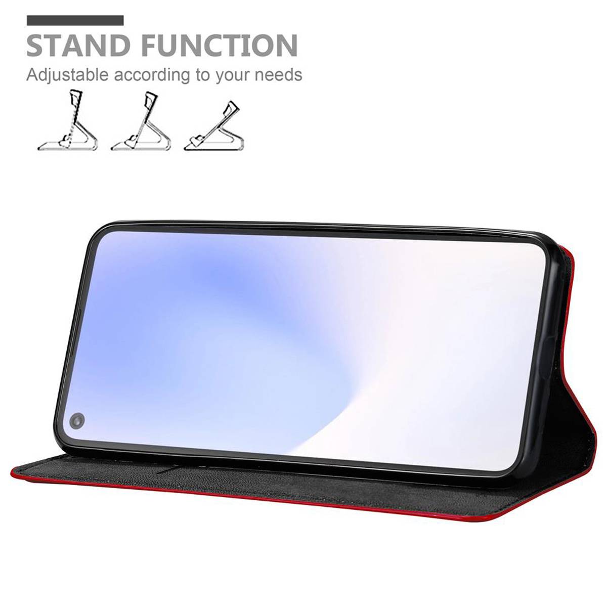 Cadorabo Hülle für Google PIXEL 5 XL Schutz Hülle in Rot Handyhülle Etui Case Cover Magnetverschluss