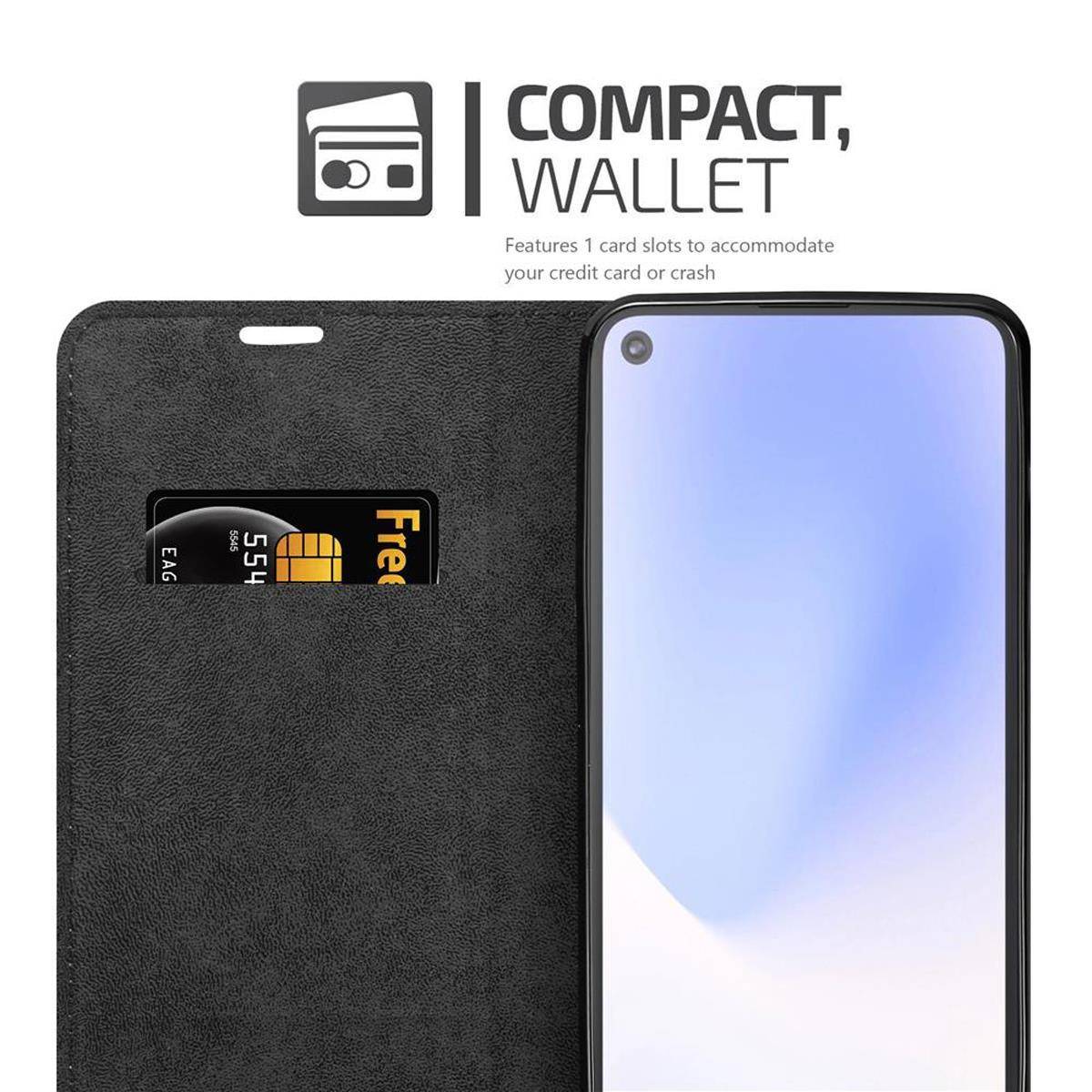 Cadorabo Hülle für Google PIXEL 5 XL Schutz Hülle in Schwarz Handyhülle Etui Case Cover Magnetverschluss