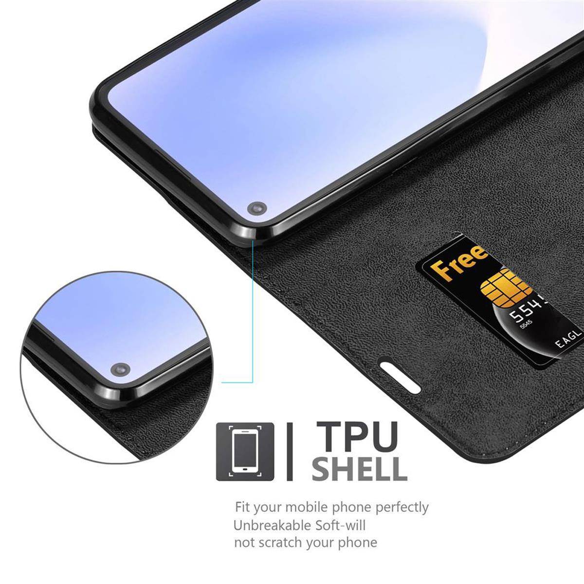 Cadorabo Hülle für Google PIXEL 5 XL Schutz Hülle in Schwarz Handyhülle Etui Case Cover Magnetverschluss