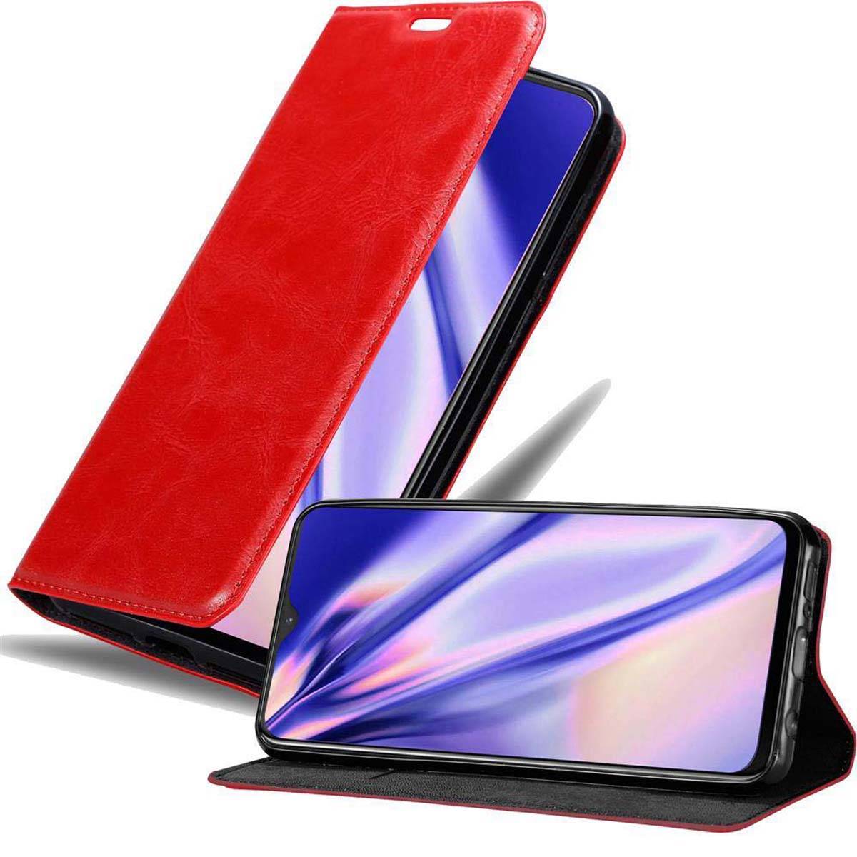 Cadorabo Hülle für OnePlus 7 Schutz Hülle in Rot Handyhülle Etui Case Cover Magnetverschluss