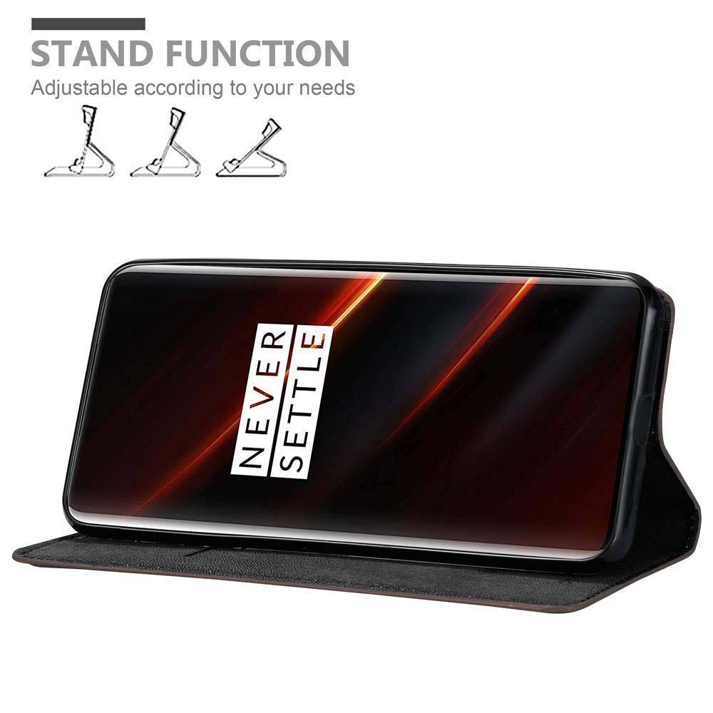 Cadorabo Hülle für OnePlus 7T PRO Schutz Hülle in Braun Handyhülle Etui Case Cover Magnetverschluss