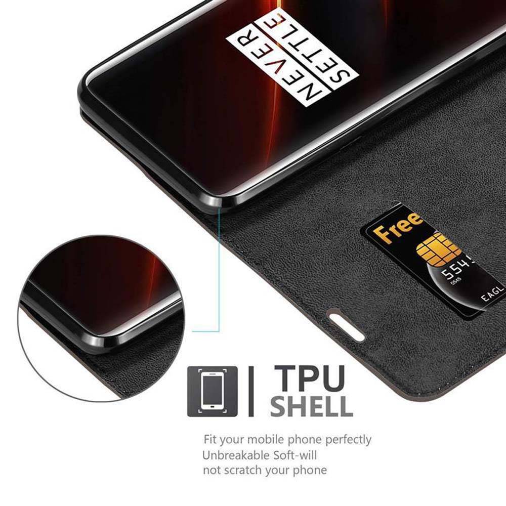 Cadorabo Hülle für OnePlus 7T PRO Schutz Hülle in Braun Handyhülle Etui Case Cover Magnetverschluss