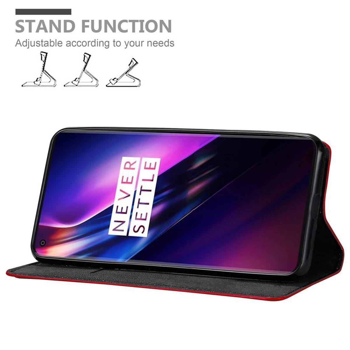 Cadorabo Hülle für OnePlus 8 Schutz Hülle in Rot Handyhülle Etui Case Cover Magnetverschluss