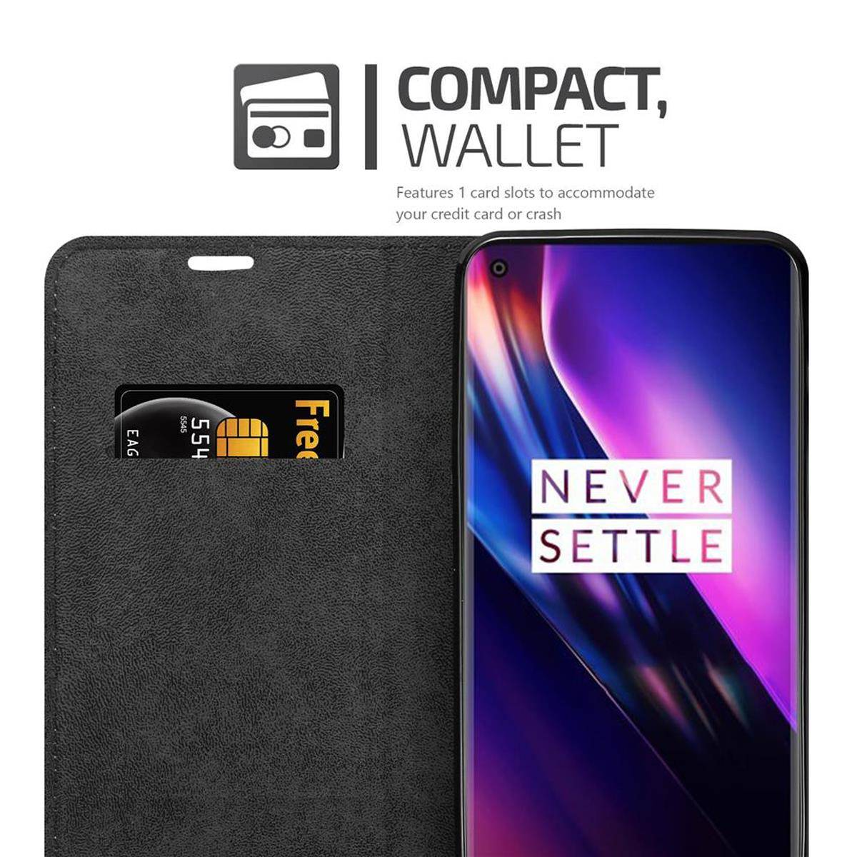 Cadorabo Hülle für OnePlus 8 Schutz Hülle in Braun Handyhülle Etui Case Cover Magnetverschluss