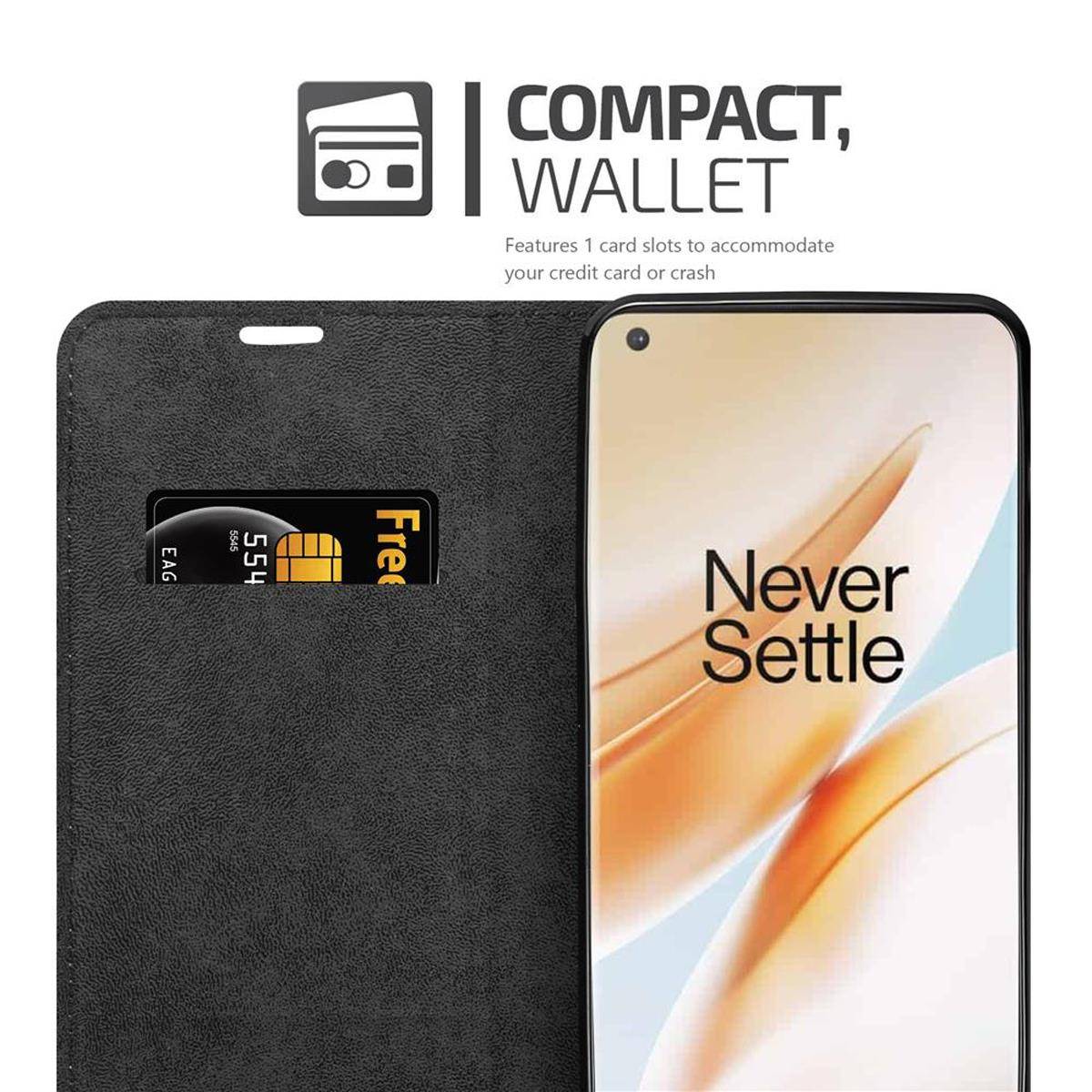 Cadorabo Hülle für OnePlus 8 PRO Schutz Hülle in Braun Handyhülle Etui Case Cover Magnetverschluss