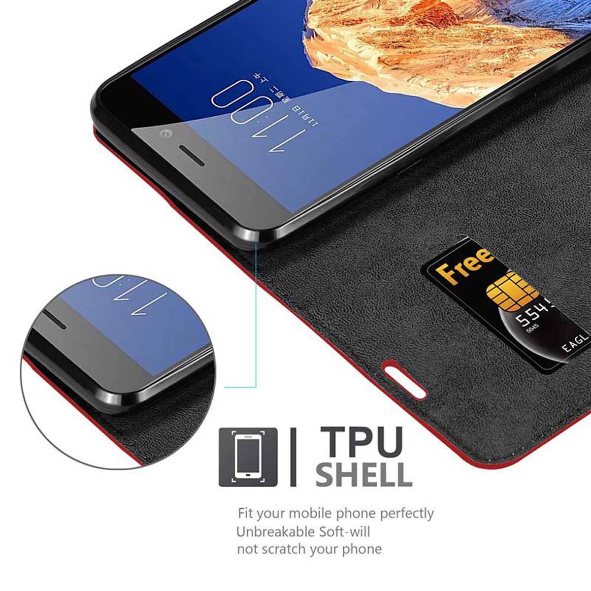 Cadorabo Hülle für ZTE Nubia N1 Schutz Hülle in Rot Handyhülle Etui Case Cover Magnetverschluss