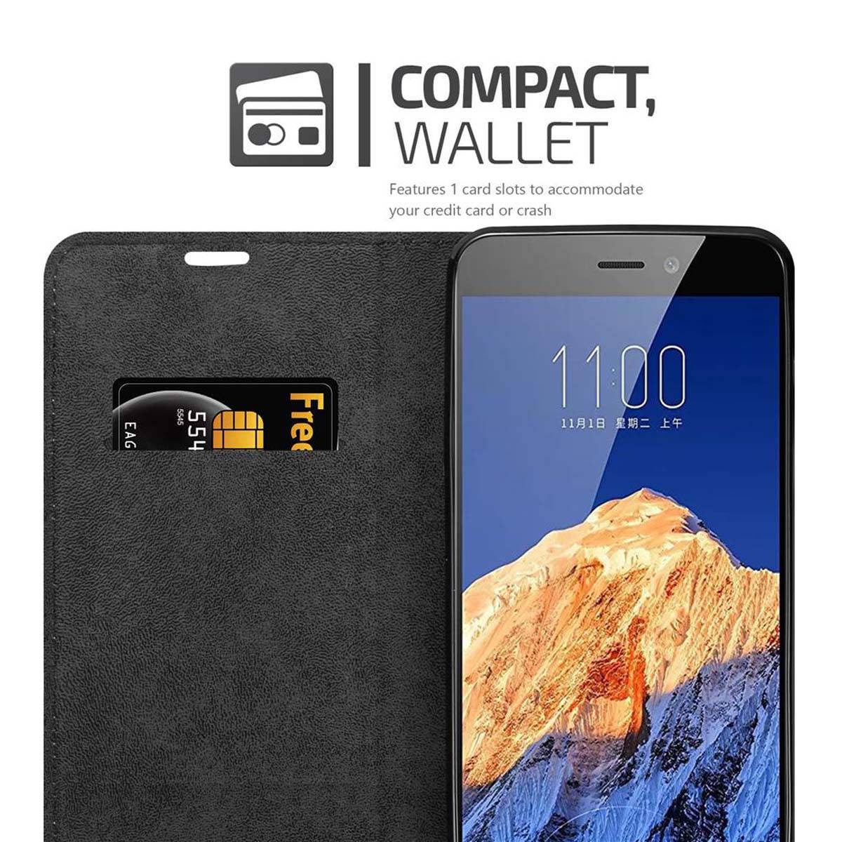 Cadorabo Hülle für ZTE Nubia N1 Schutz Hülle in Schwarz Handyhülle Etui Case Cover Magnetverschluss