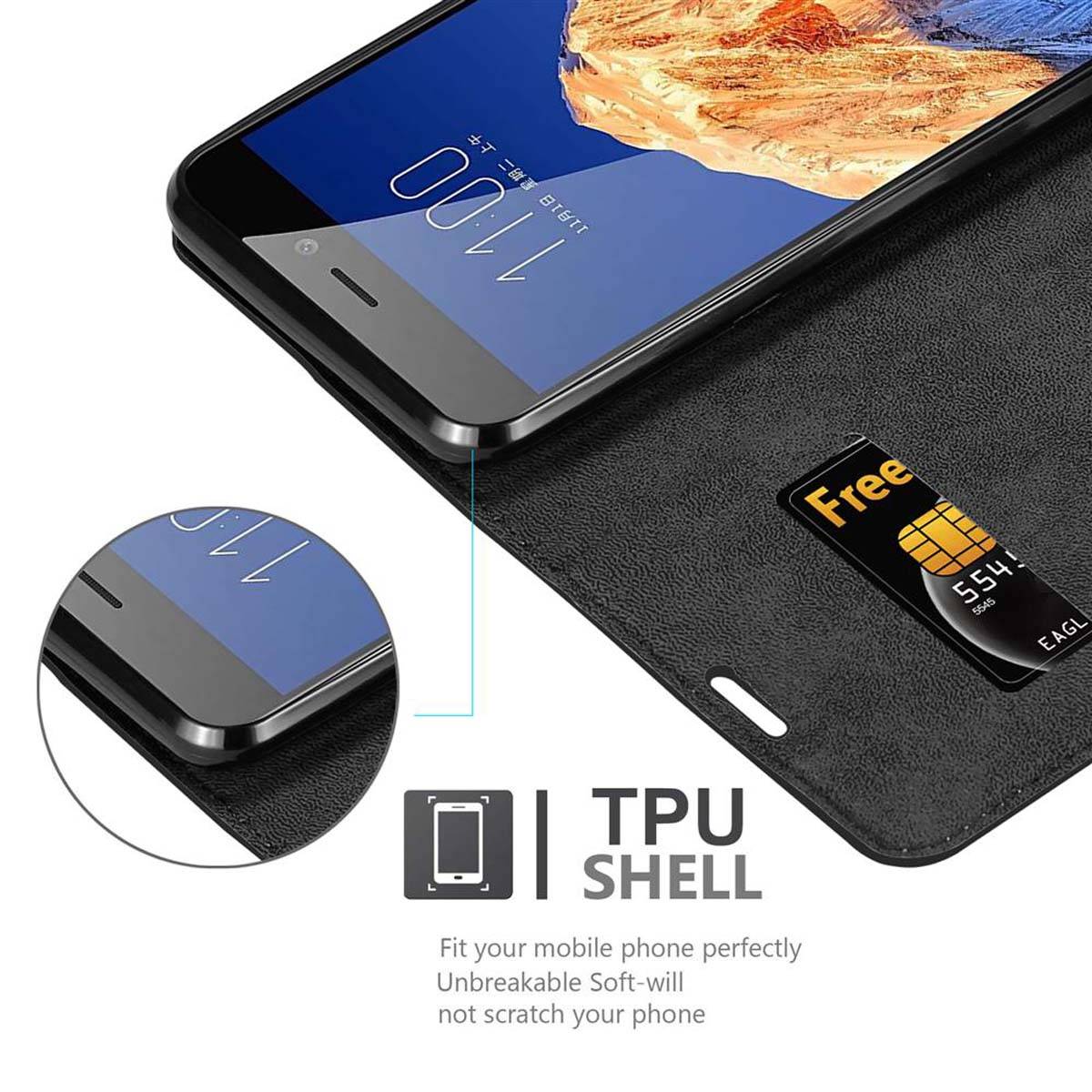 Cadorabo Hülle für ZTE Nubia N1 Schutz Hülle in Schwarz Handyhülle Etui Case Cover Magnetverschluss