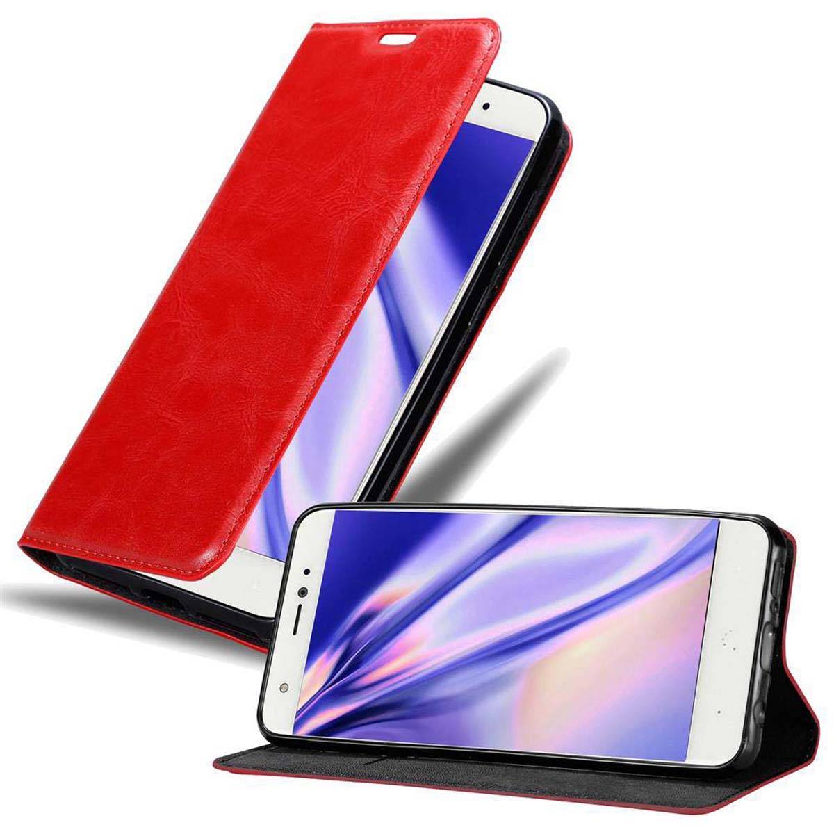 Cadorabo Hülle für BQ Aquaris X Schutz Hülle in Rot Handyhülle Etui Case Cover Magnetverschluss
