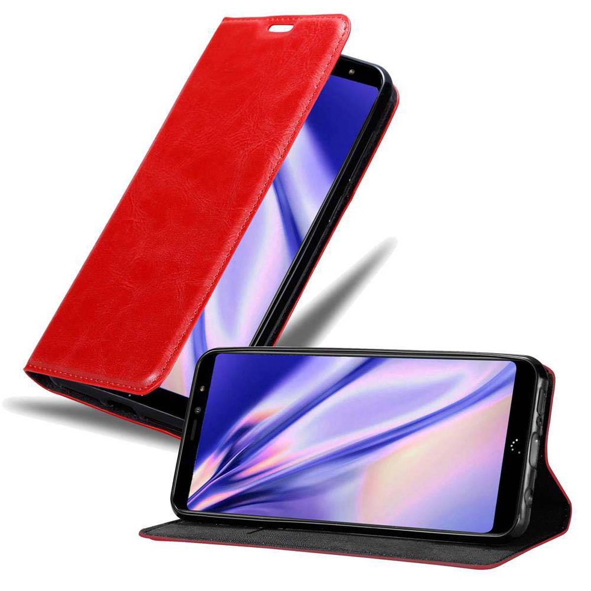 Cadorabo Hülle für BQ Aquaris X2 Schutz Hülle in Rot Handyhülle Etui Case Cover Magnetverschluss