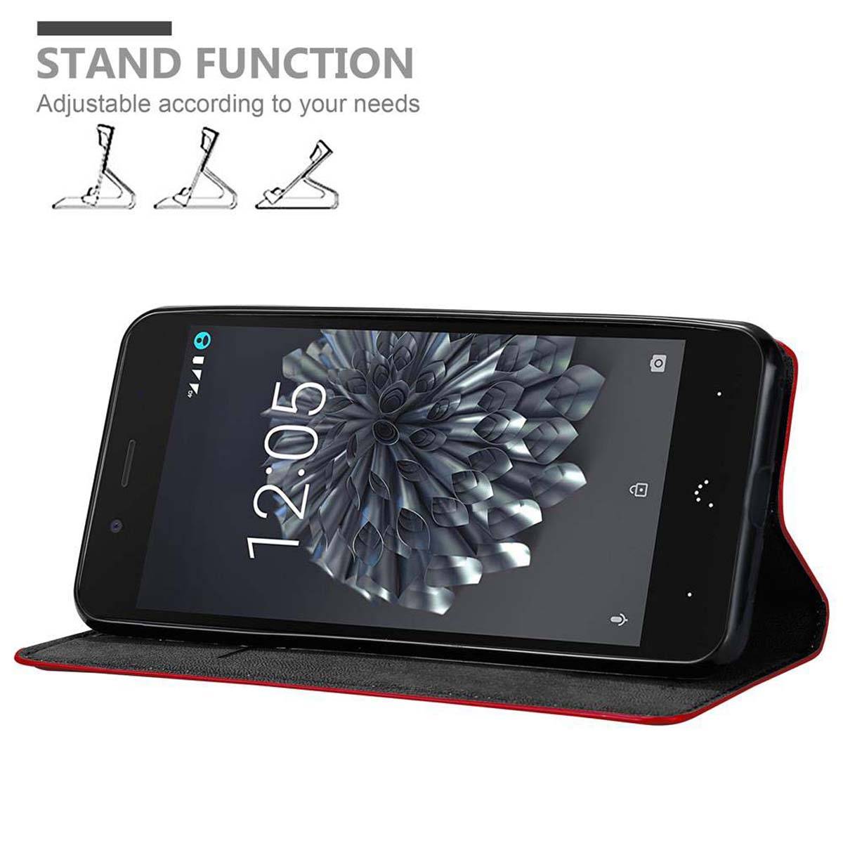 Cadorabo Hülle für BQ Aquaris X5 PLUS Schutz Hülle in Rot Handyhülle Etui Case Cover Magnetverschluss