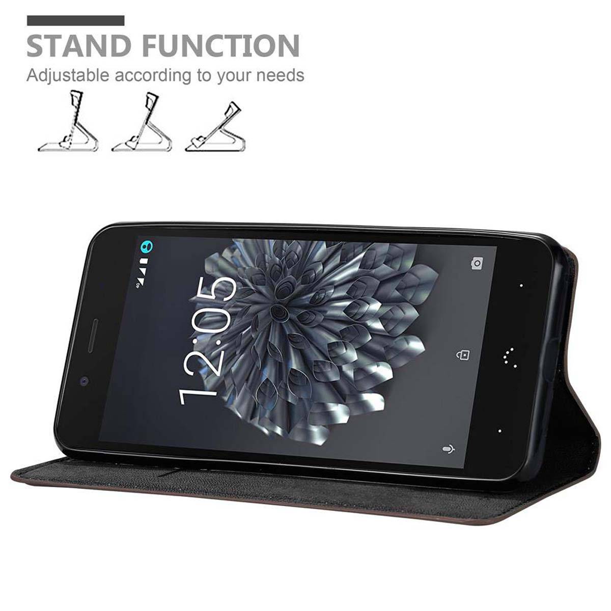 Cadorabo Hülle für BQ Aquaris X5 PLUS Schutz Hülle in Braun Handyhülle Etui Case Cover Magnetverschluss