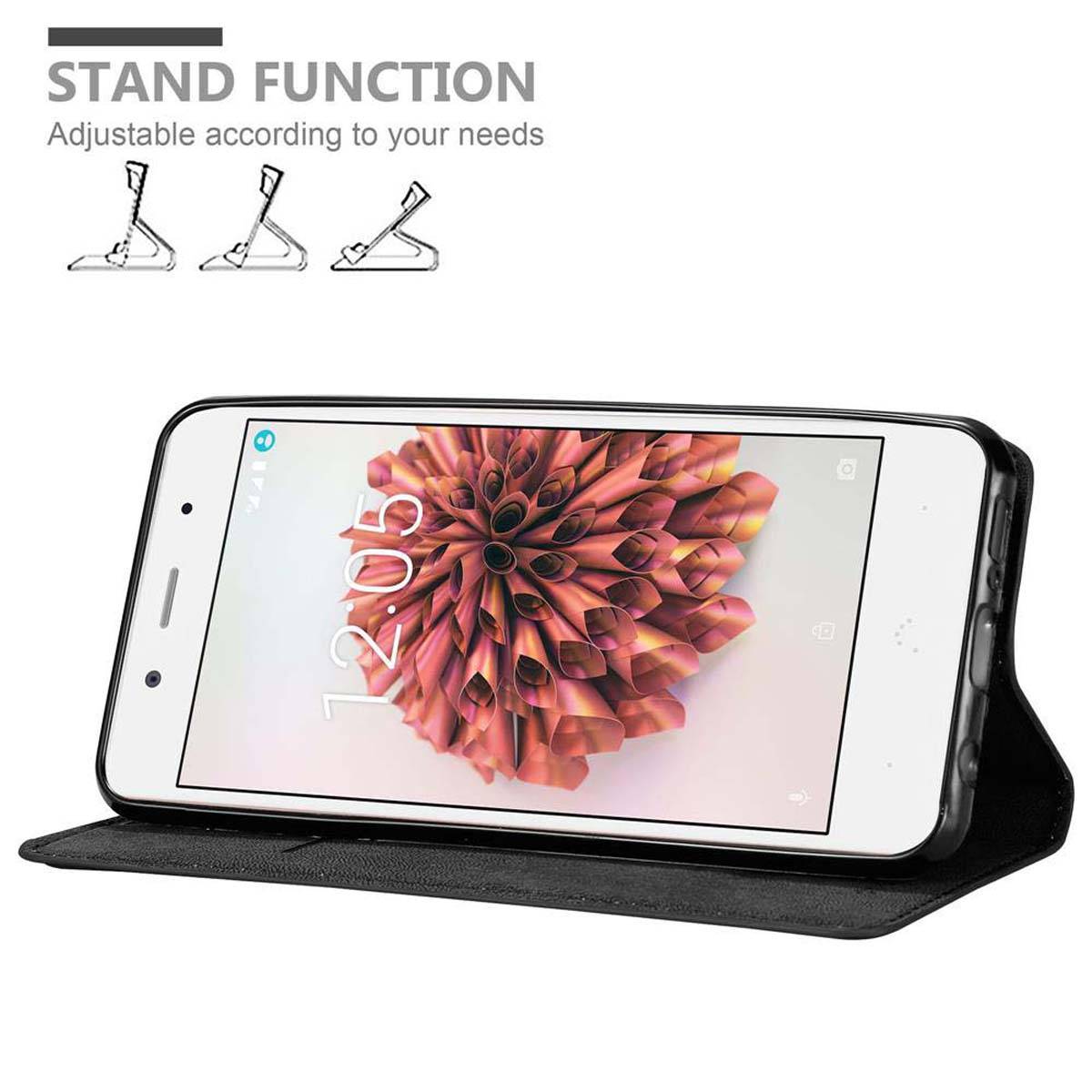 Cadorabo Hülle für BQ Aquaris X5 PLUS Schutz Hülle in Schwarz Handyhülle Etui Case Cover Magnetverschluss