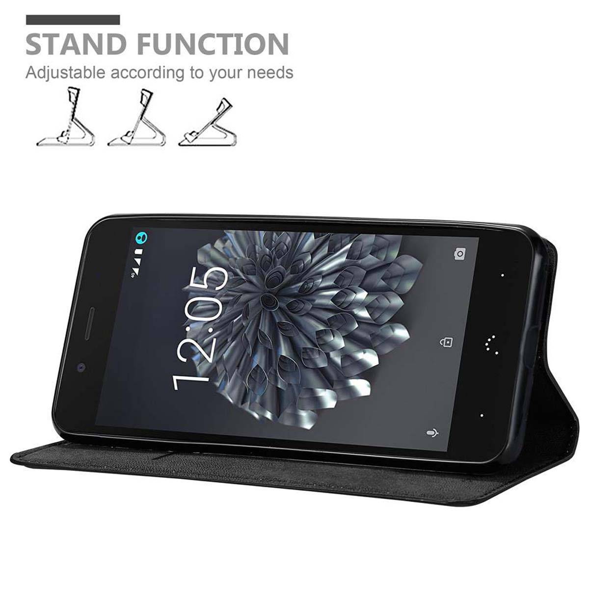 Cadorabo Hülle für BQ Aquaris X5 PLUS Schutz Hülle in Schwarz Handyhülle Etui Case Cover Magnetverschluss