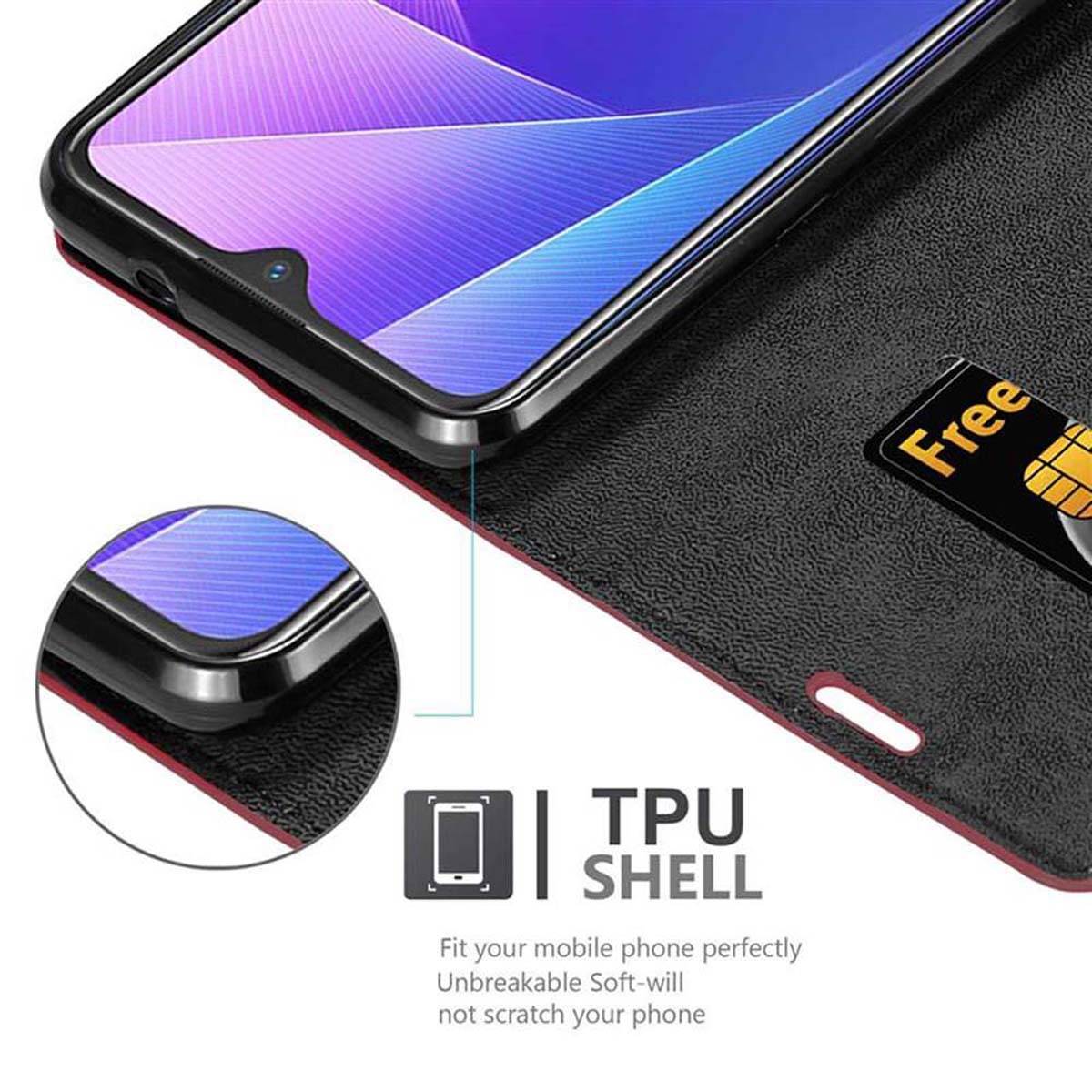 Cadorabo Hülle für Vivo V11i Schutz Hülle in Rot Handyhülle Etui Case Cover Magnetverschluss