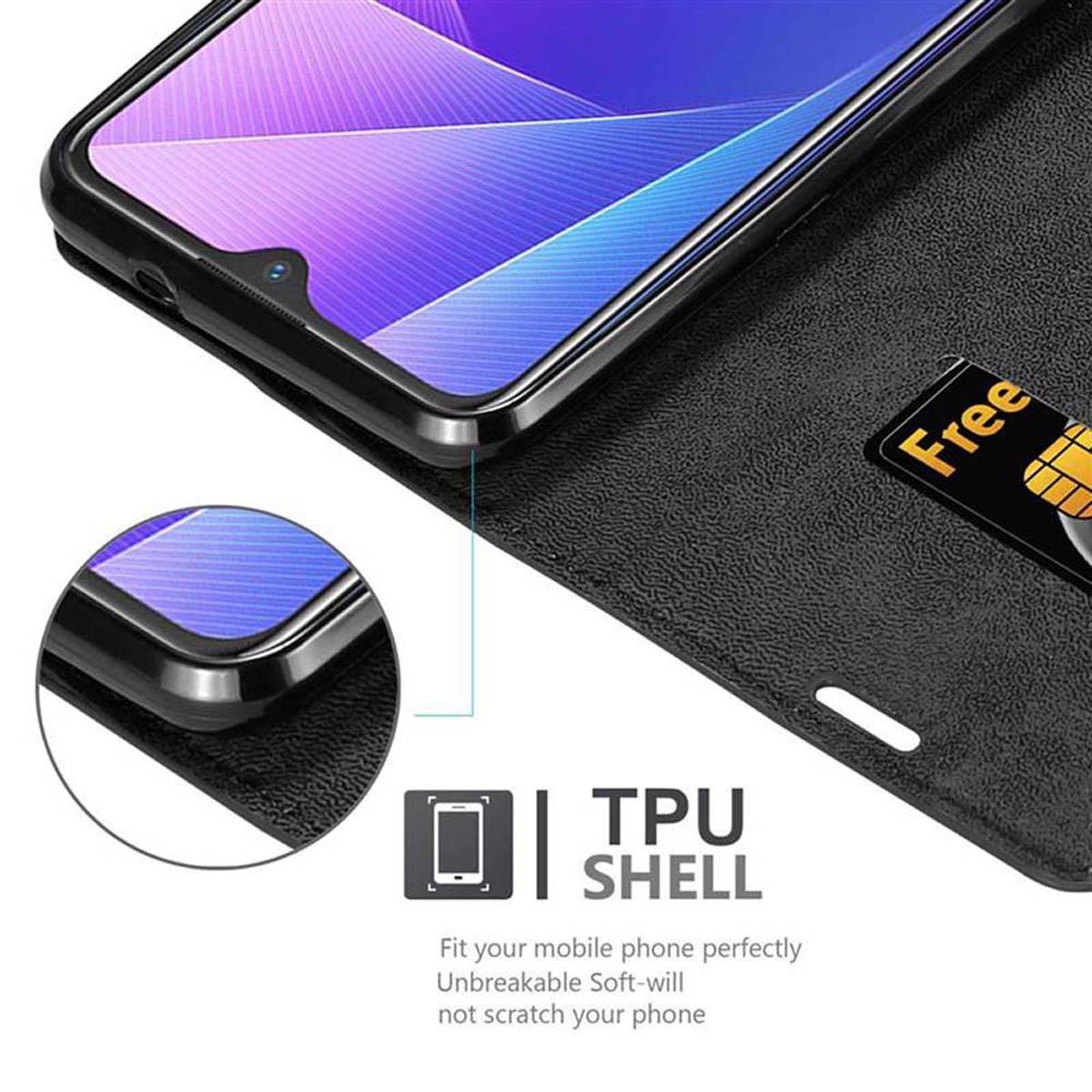 Cadorabo Hülle für Vivo V11i Schutz Hülle in Schwarz Handyhülle Etui Case Cover Magnetverschluss