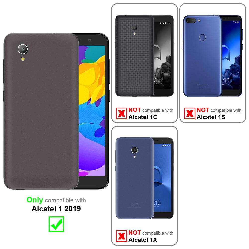 Cadorabo Hülle für Alcatel 1 2019 Schutz Hülle in Rot Handyhülle Etui Case Cover Magnetverschluss