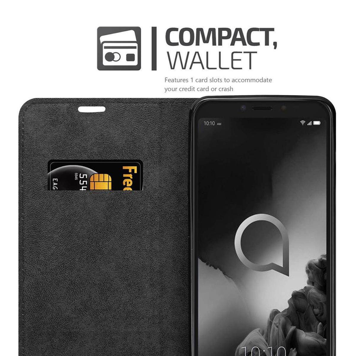 Cadorabo Hülle für Alcatel 1S 2019 Schutz Hülle in Rot Handyhülle Etui Case Cover Magnetverschluss