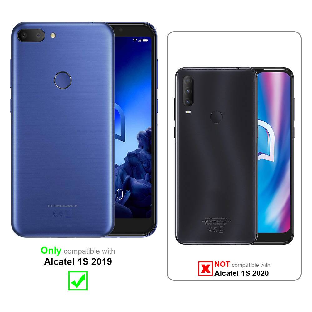 Cadorabo Hülle für Alcatel 1S 2019 Schutz Hülle in Rot Handyhülle Etui Case Cover Magnetverschluss