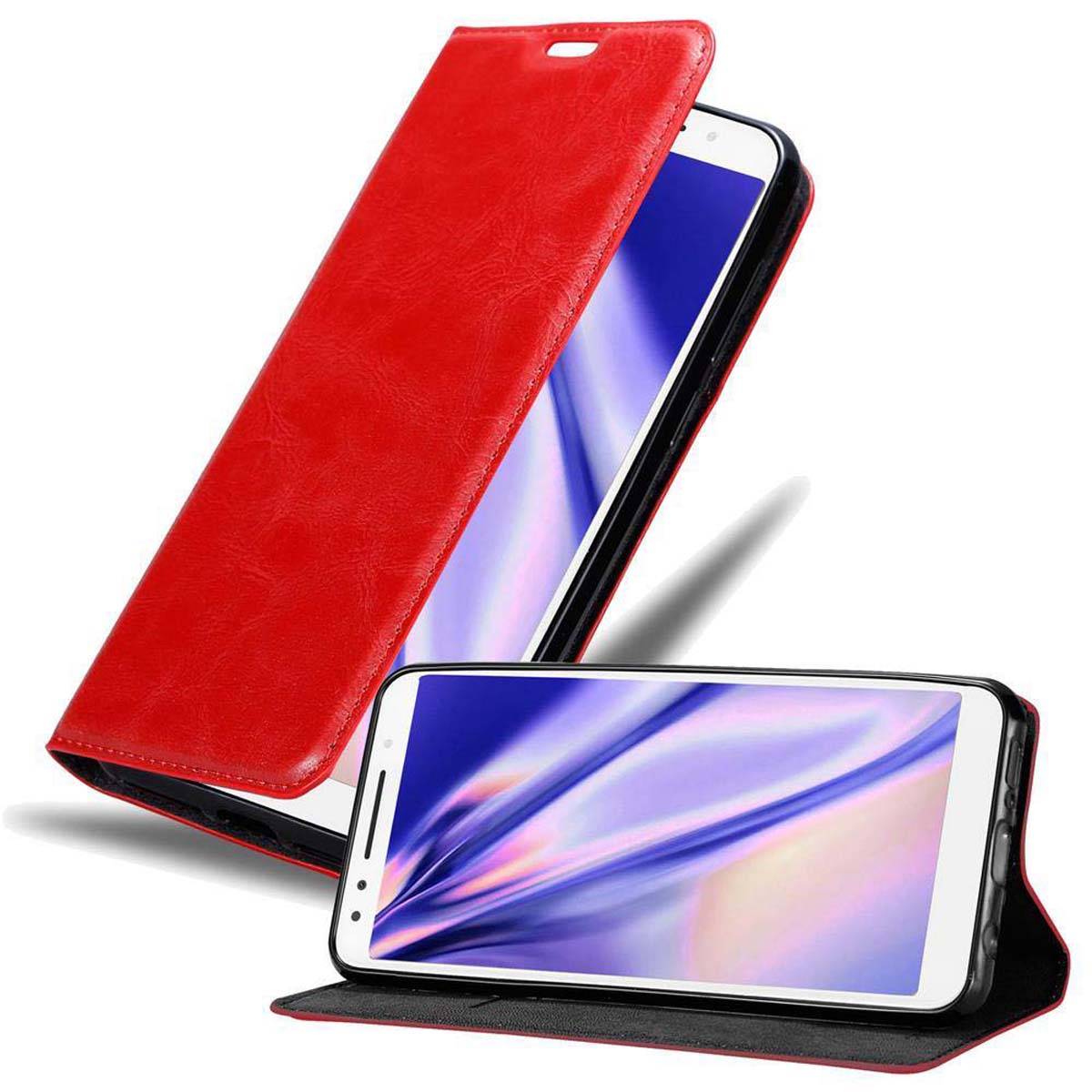 Cadorabo Hülle für Alcatel 3 2018 Schutz Hülle in Rot Handyhülle Etui Case Cover Magnetverschluss