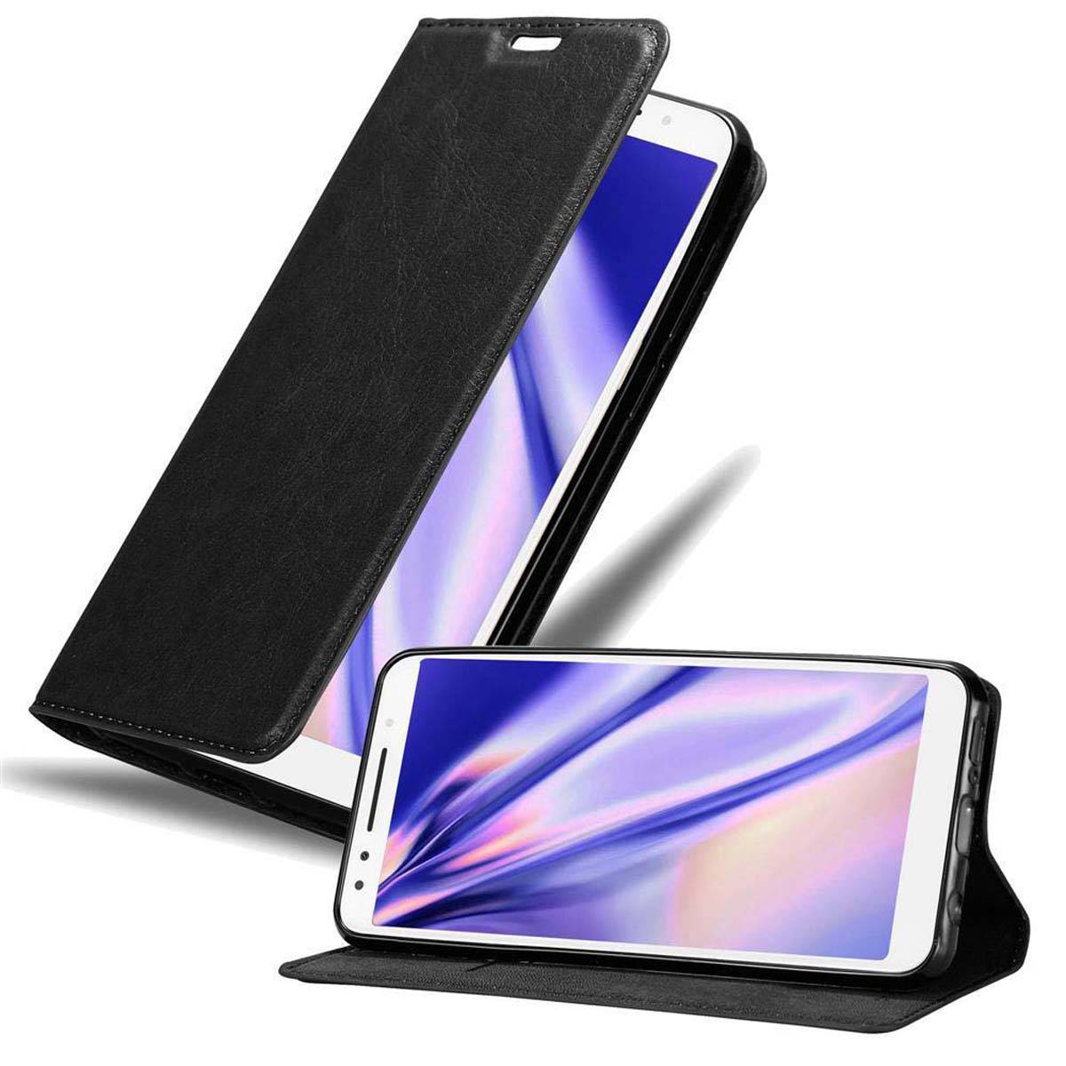 Cadorabo Hülle für Alcatel 3 2018 Schutz Hülle in Schwarz Handyhülle Etui Case Cover Magnetverschluss