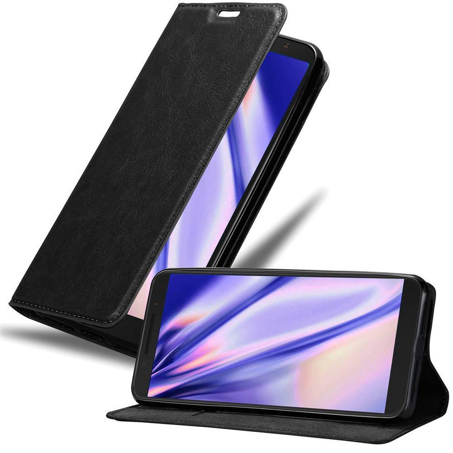 Cadorabo Hülle für Alcatel 3L 2019 Schutz Hülle in Schwarz Handyhülle Etui Case Cover Magnetverschluss