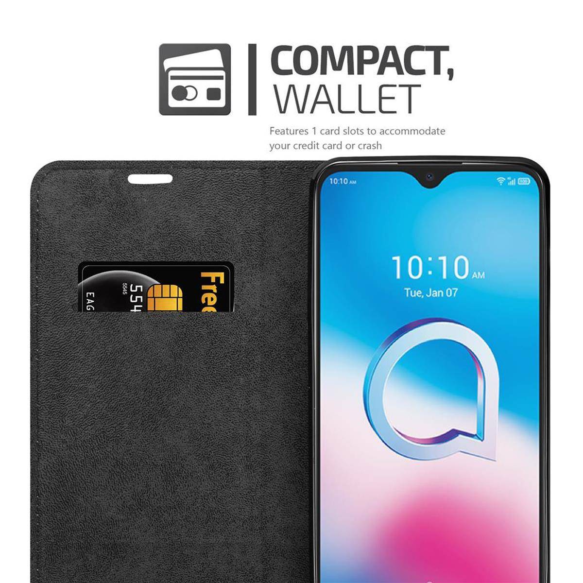 Cadorabo Hülle für Alcatel 3L 2020 Schutz Hülle in Braun Handyhülle Etui Case Cover Magnetverschluss