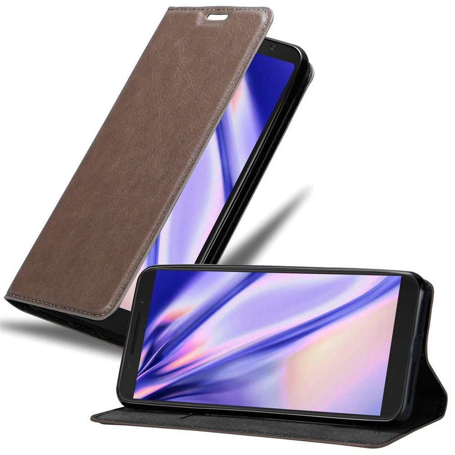 Cadorabo Hülle für Alcatel 3V Schutz Hülle in Braun Handyhülle Etui Case Cover Magnetverschluss