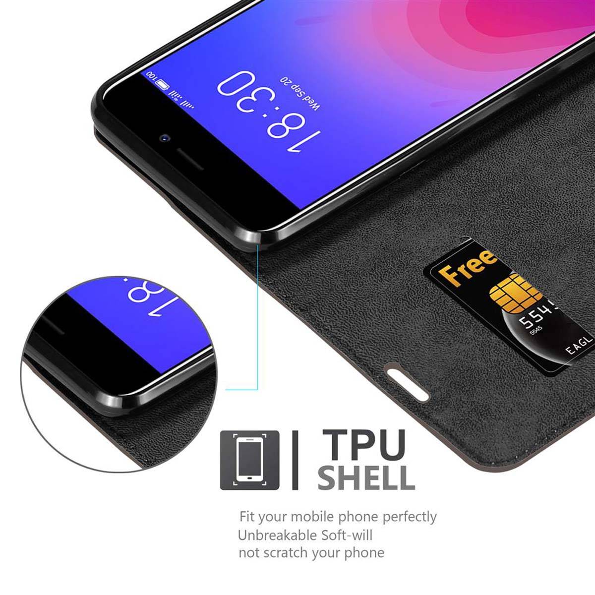 Cadorabo Hülle für MEIZU M6 Schutz Hülle in Braun Handyhülle Etui Case Cover Magnetverschluss