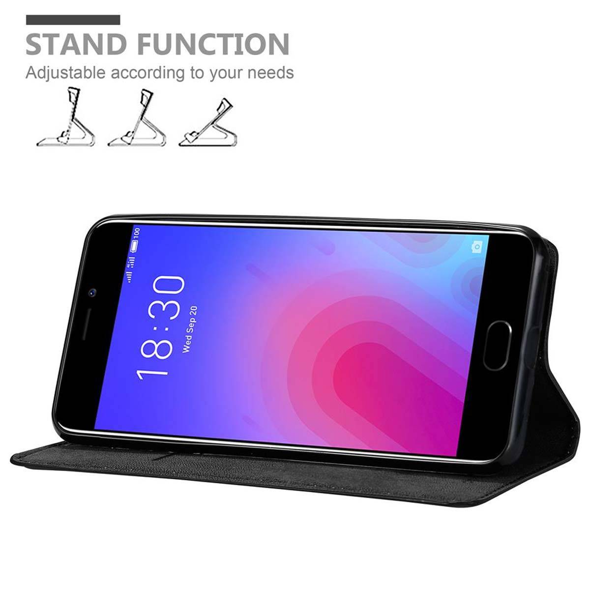 Cadorabo Hülle für MEIZU M6 Schutz Hülle in Schwarz Handyhülle Etui Case Cover Magnetverschluss