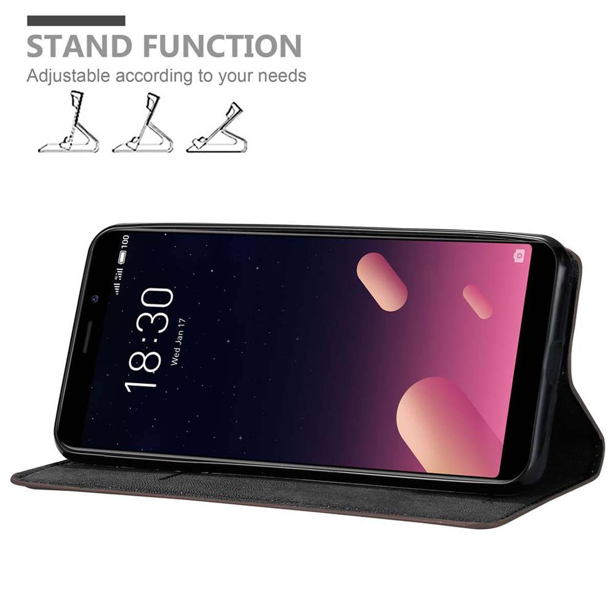 Cadorabo Hülle für MEIZU M6S Schutz Hülle in Braun Handyhülle Etui Case Cover Magnetverschluss