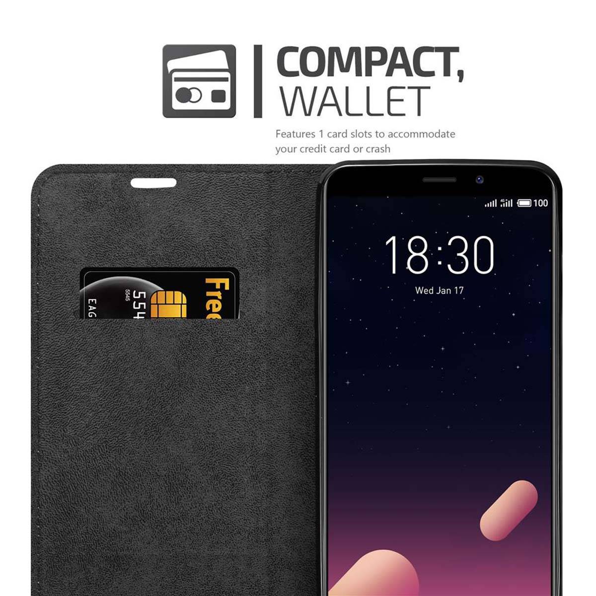 Cadorabo Hülle für MEIZU M6S Schutz Hülle in Braun Handyhülle Etui Case Cover Magnetverschluss