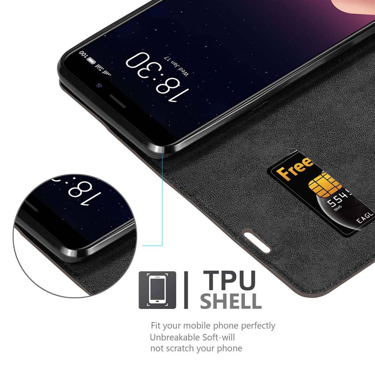 Cadorabo Hülle für MEIZU M6S Schutz Hülle in Braun Handyhülle Etui Case Cover Magnetverschluss