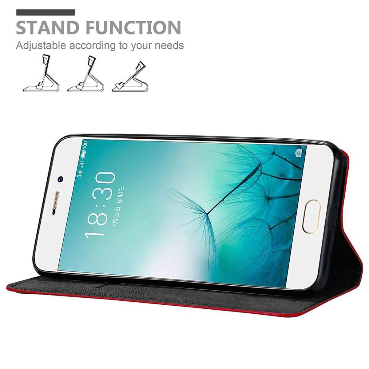 Cadorabo Hülle für MEIZU PRO 7 Schutz Hülle in Rot Handyhülle Etui Case Cover Magnetverschluss