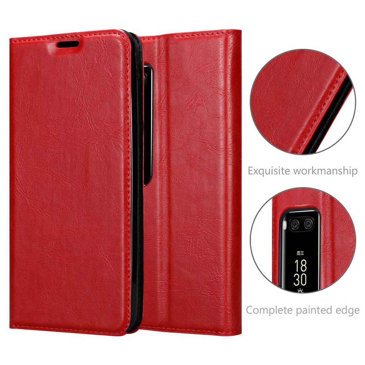 Cadorabo Hülle für MEIZU PRO 7 Schutz Hülle in Rot Handyhülle Etui Case Cover Magnetverschluss