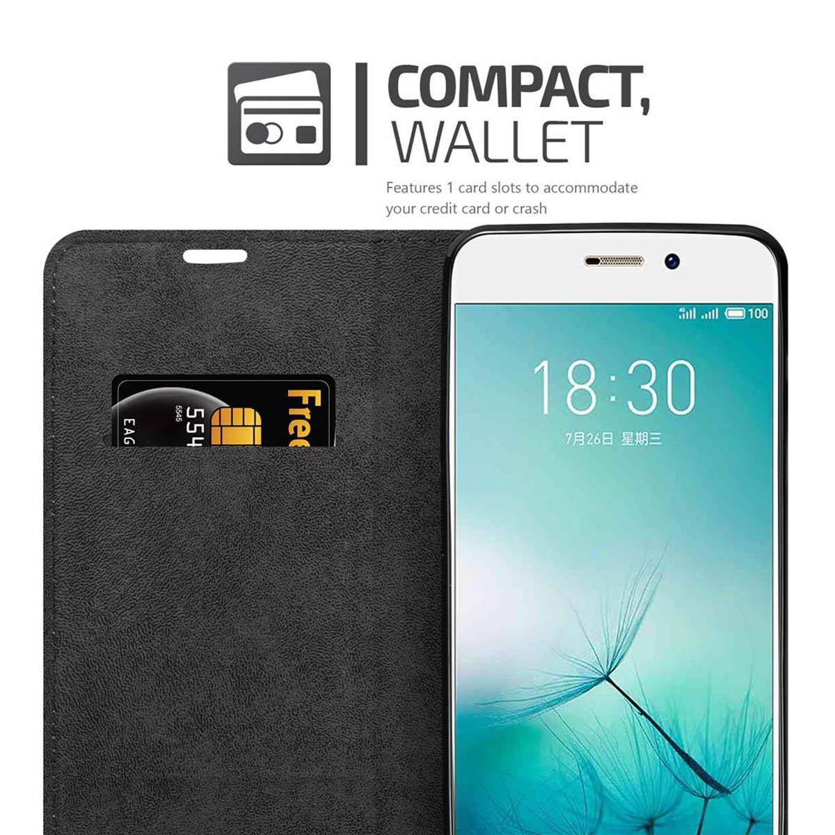 Cadorabo Hülle für MEIZU PRO 7 Schutz Hülle in Braun Handyhülle Etui Case Cover Magnetverschluss