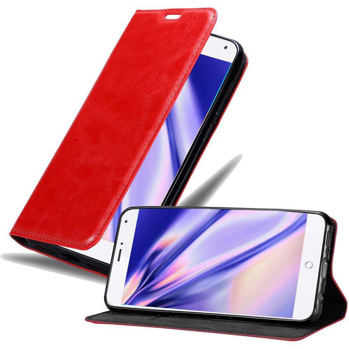 Cadorabo Hülle für MEIZU MX4 Schutz Hülle in Rot Handyhülle Etui Case Cover Magnetverschluss